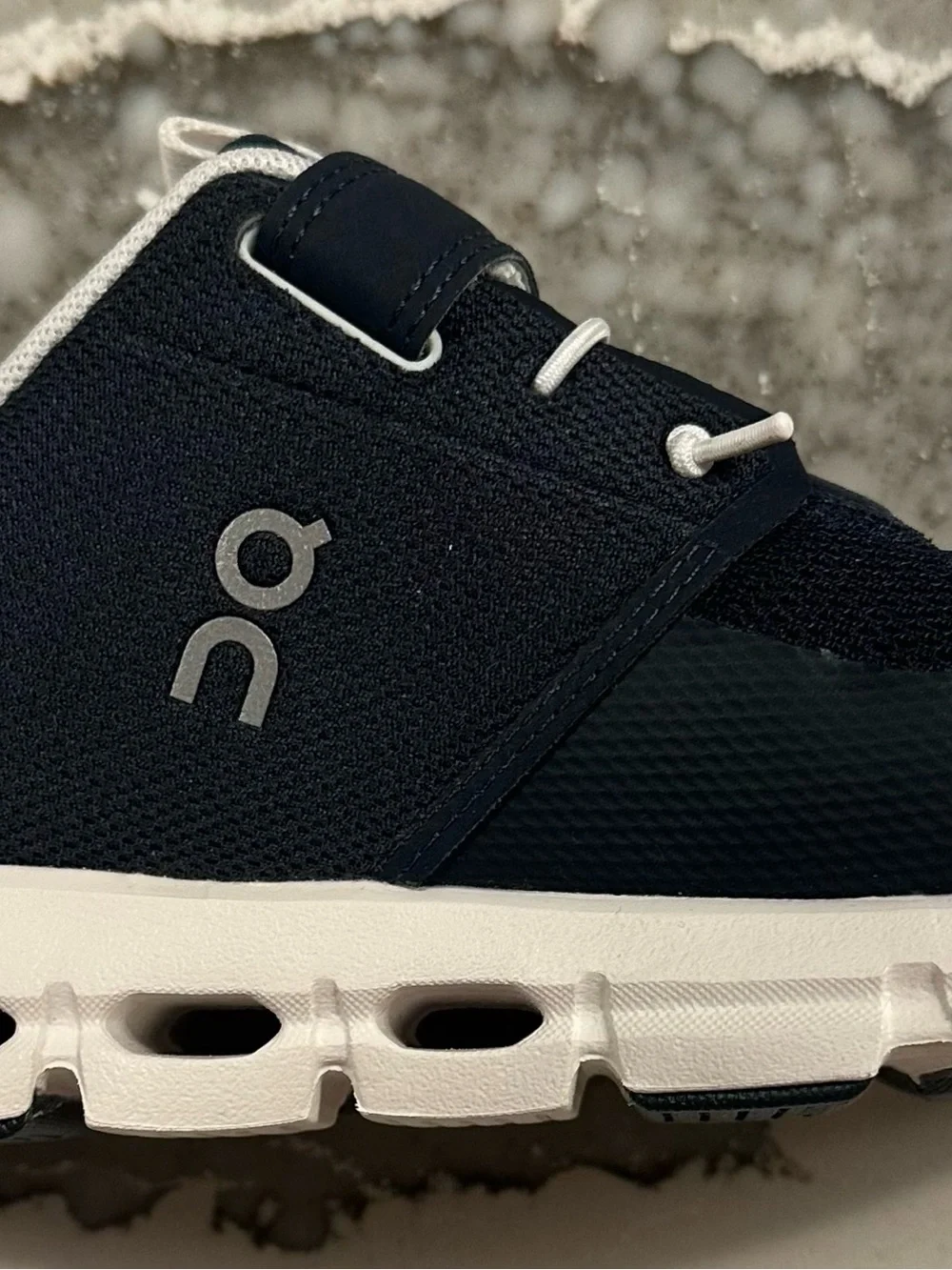 On Cloud Running Kids Navy and White Cloud Sneaker